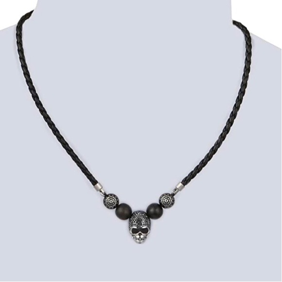 new Swarovski ㋛ Taddeo Metal Beads Crystal Skull Necklace ㋛ Jet Hematite ㋛ Black - Picture 2 of 16